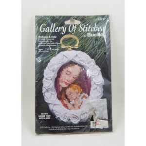 Bucilla Gallery of Stitches Madonna & Child 1997 Embroidery Kit Ornament Oval
